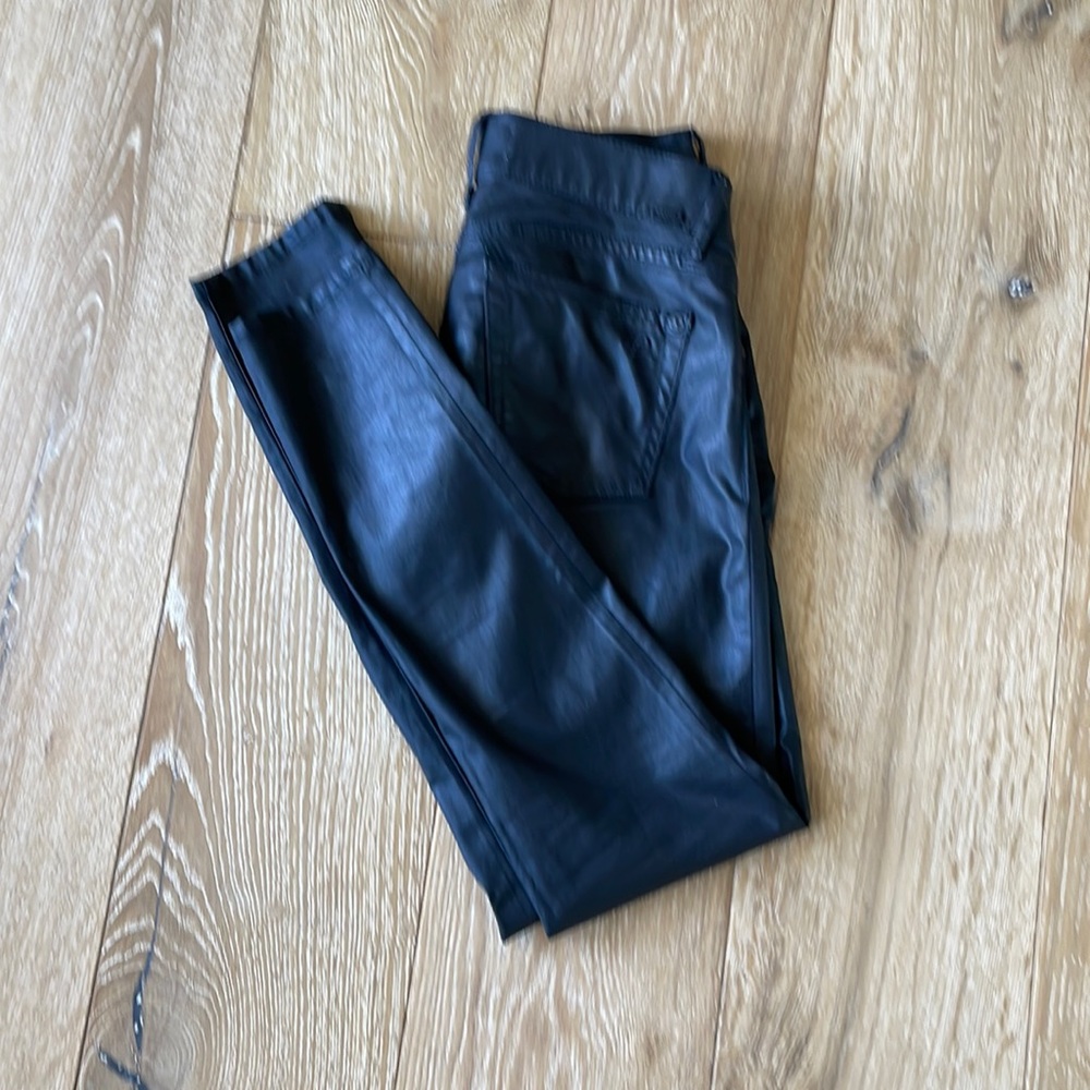 Black maternity jeans. Waxed look